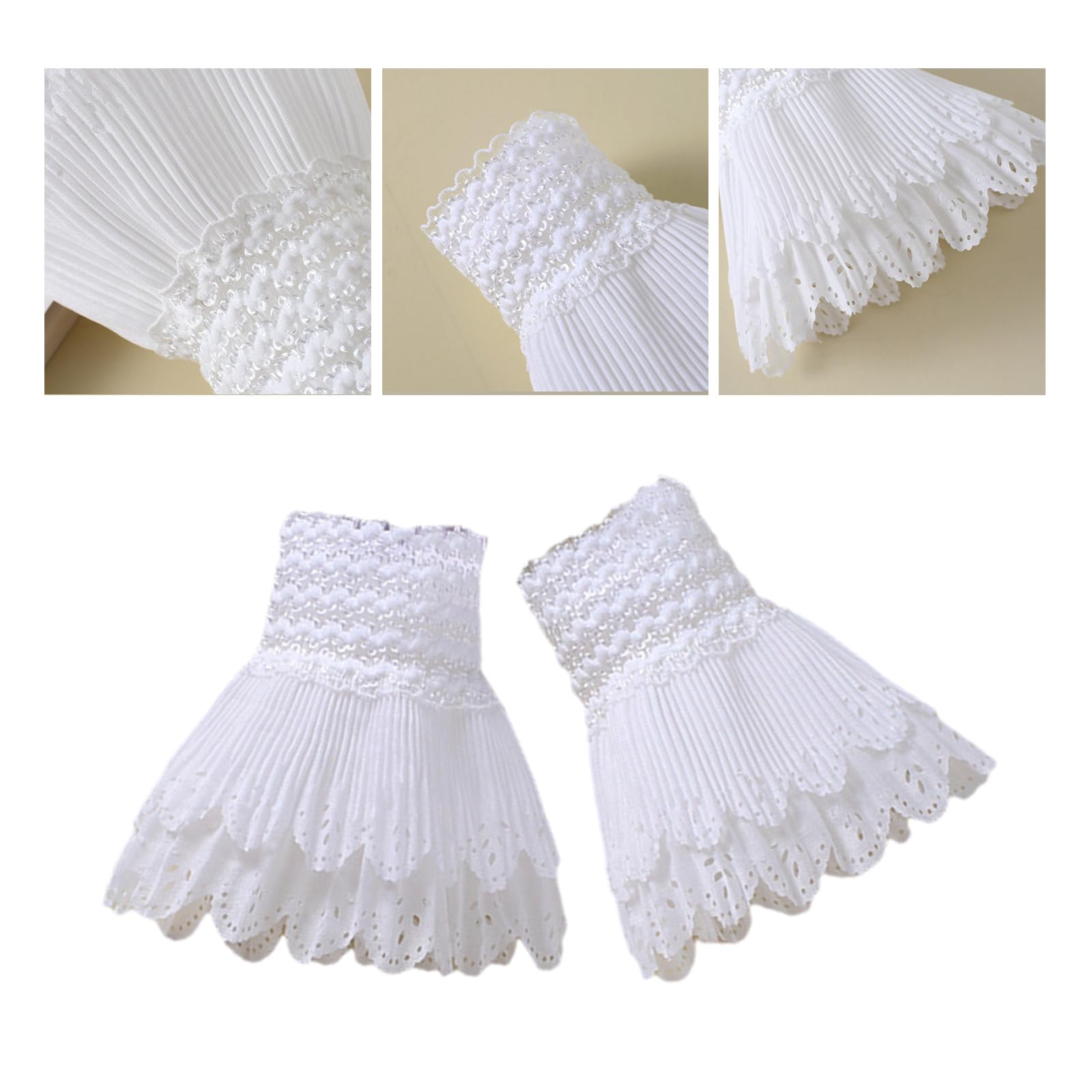 LoudSung False Sleeves - Polsini a mano con volant floreali, a strati di pizzo, con maniche finte rimovibili, per donne e ragazze, 22