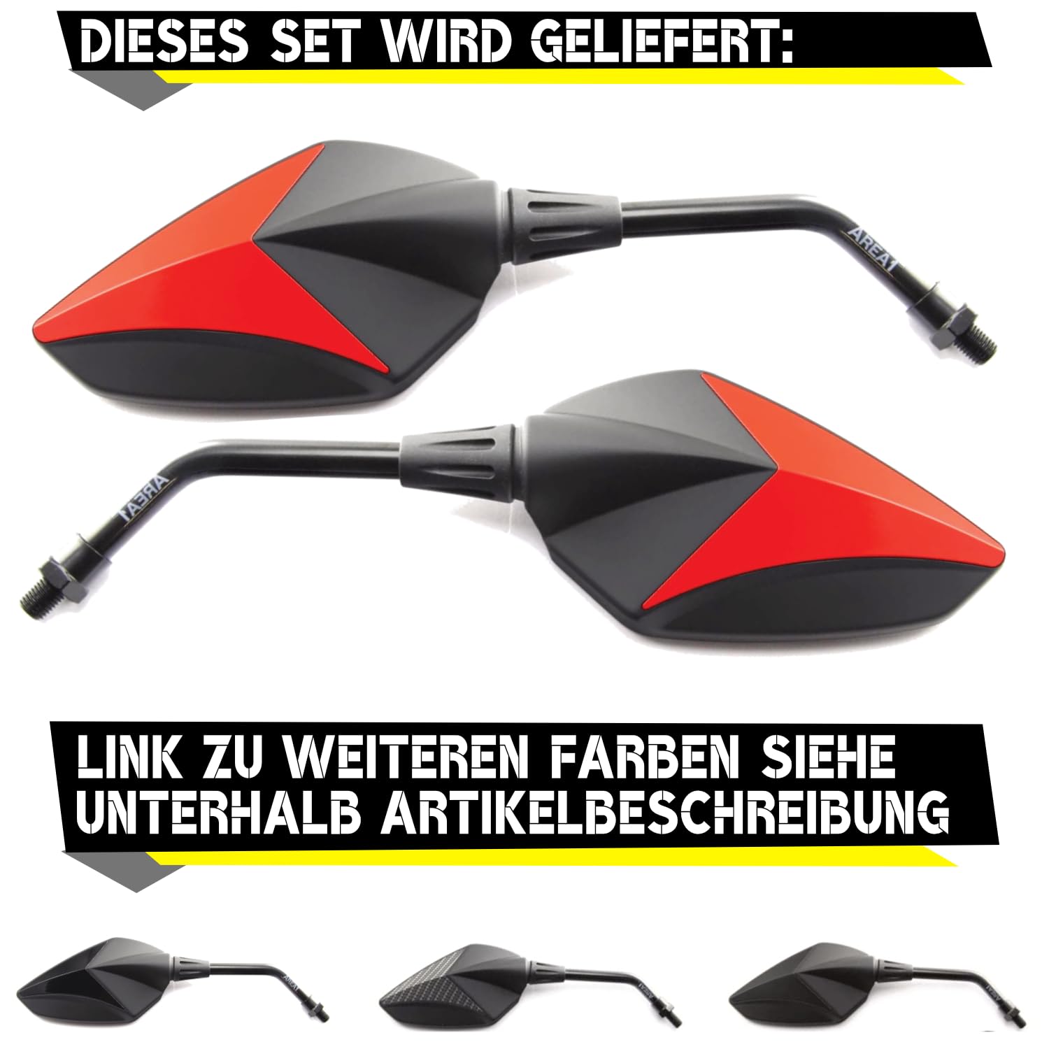 Set Specchietti Moto Area1 Con Marchio E - Universali M10/M8, Per SR400, SR125, SR500 - Foto 11