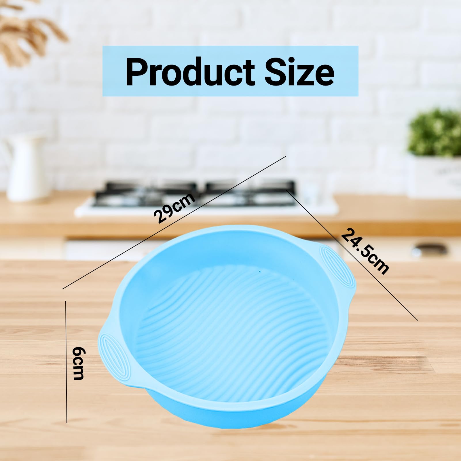 WOHPNLE Round Cake Pans, Silicone Cake Moulds 9inch Quick Release Baking Pans Cake Pan Baking Cake Mould DIY Baking Cake Pan Tray(Blue)