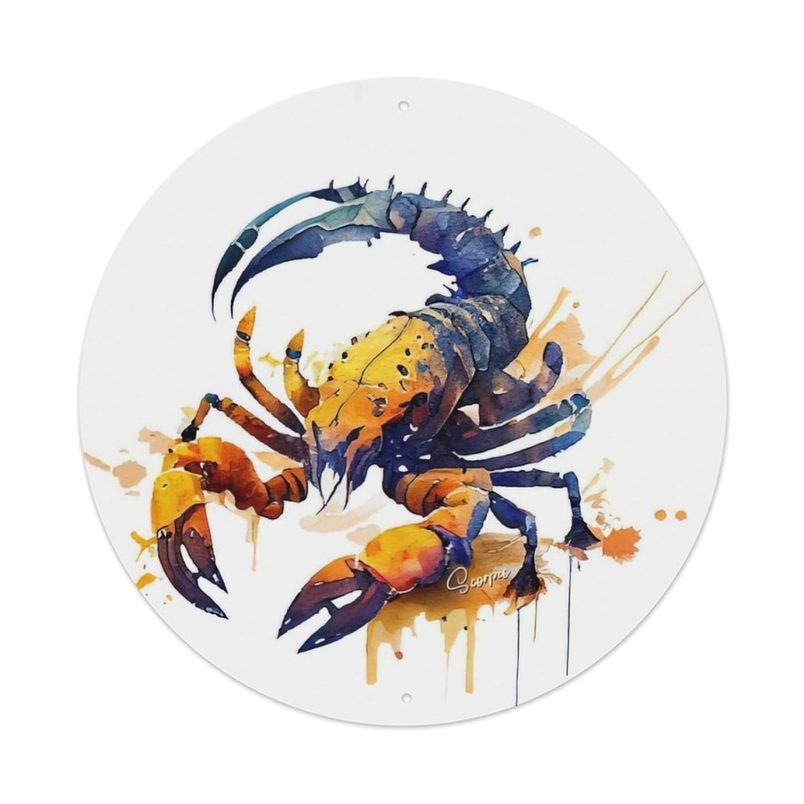 Olyhtr 8X8inch Classic Style Scorpio Zodiac Astrology Symbol Vintage Illustration Metal Tin Sign