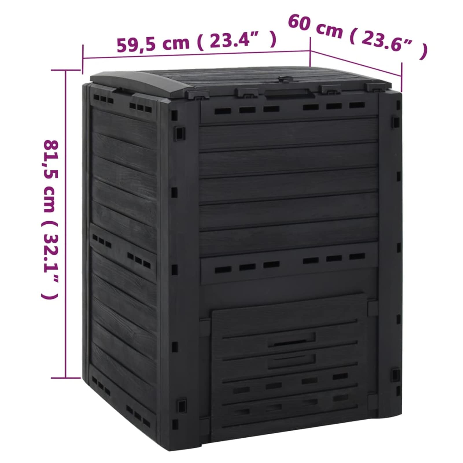 ARKEM Compostiera da Giardino Nera 280 L in Polipropilene,Compostiera da Giardino, Compostiera Domestica