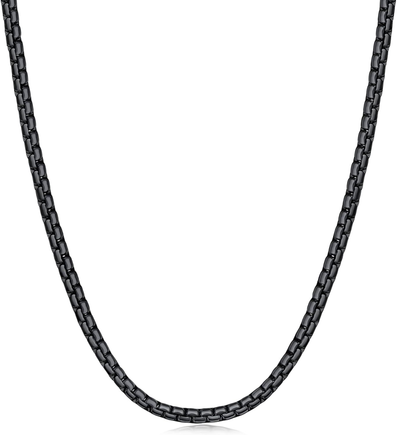 Fiusem Flat Box Chains for Men, 14k Gold Plated/Black Stainless Steel Chain Necklace, 2.5/3/4/4.5/5mm Necklaces for Men and Women 16-28 Inch
