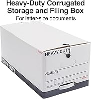 Vista 2 de STAPLES Storage & Filing Box, Heavy-Duty with Handles & String-Button Lid, Letter Size Documents, Stackable, 4-Pack, White/Gray