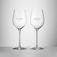 Vista 8 de Waterford Copas de vino personalizadas Elegance Sauvignon Blanc, juego de 2 copas de vino blanco con grabado personalizado de 14.2 onzas