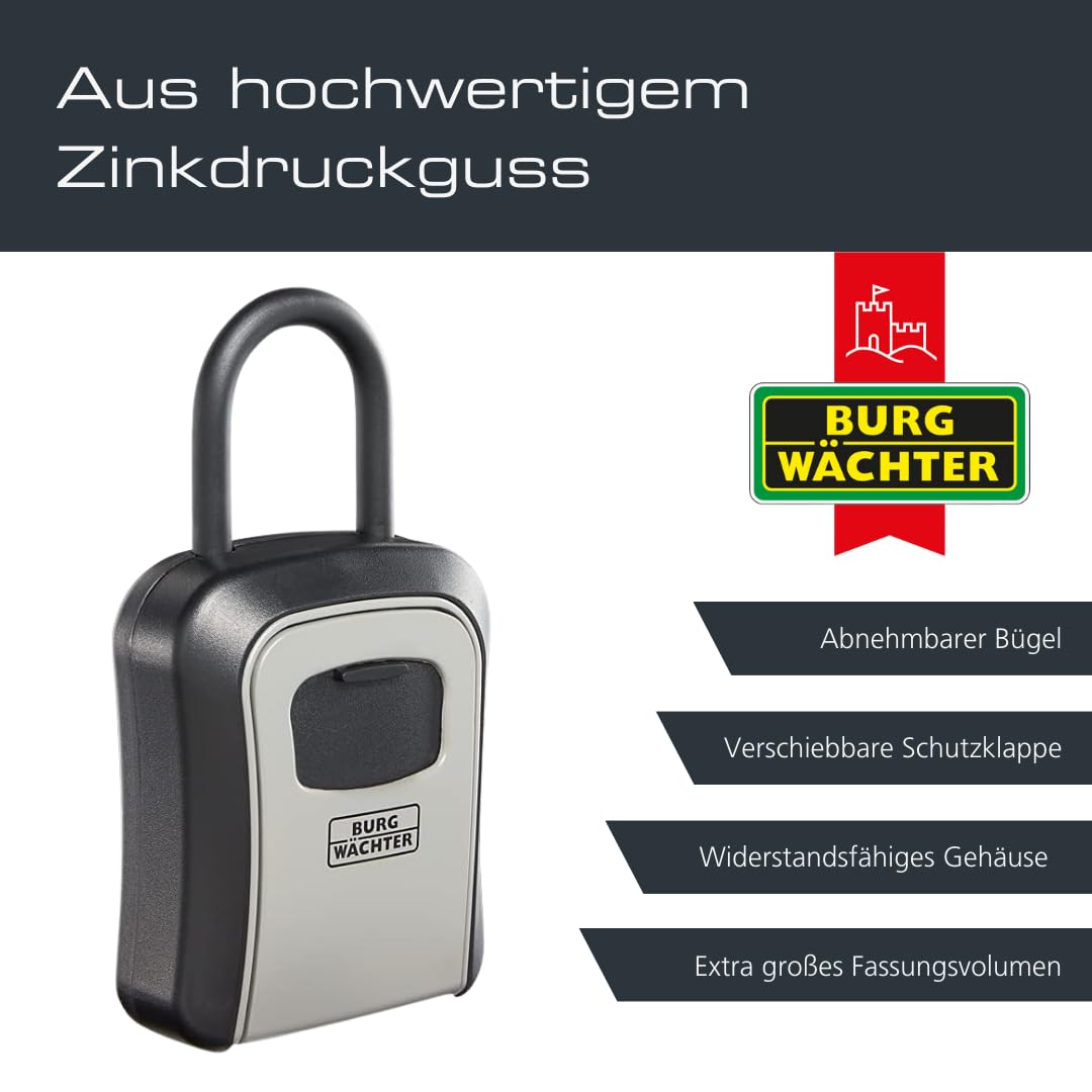 BURG-WÄCHTER Key Safe 50 SB Schlüsseltresor mit Zahlencode, 4-stellig, Schwarz/Grau