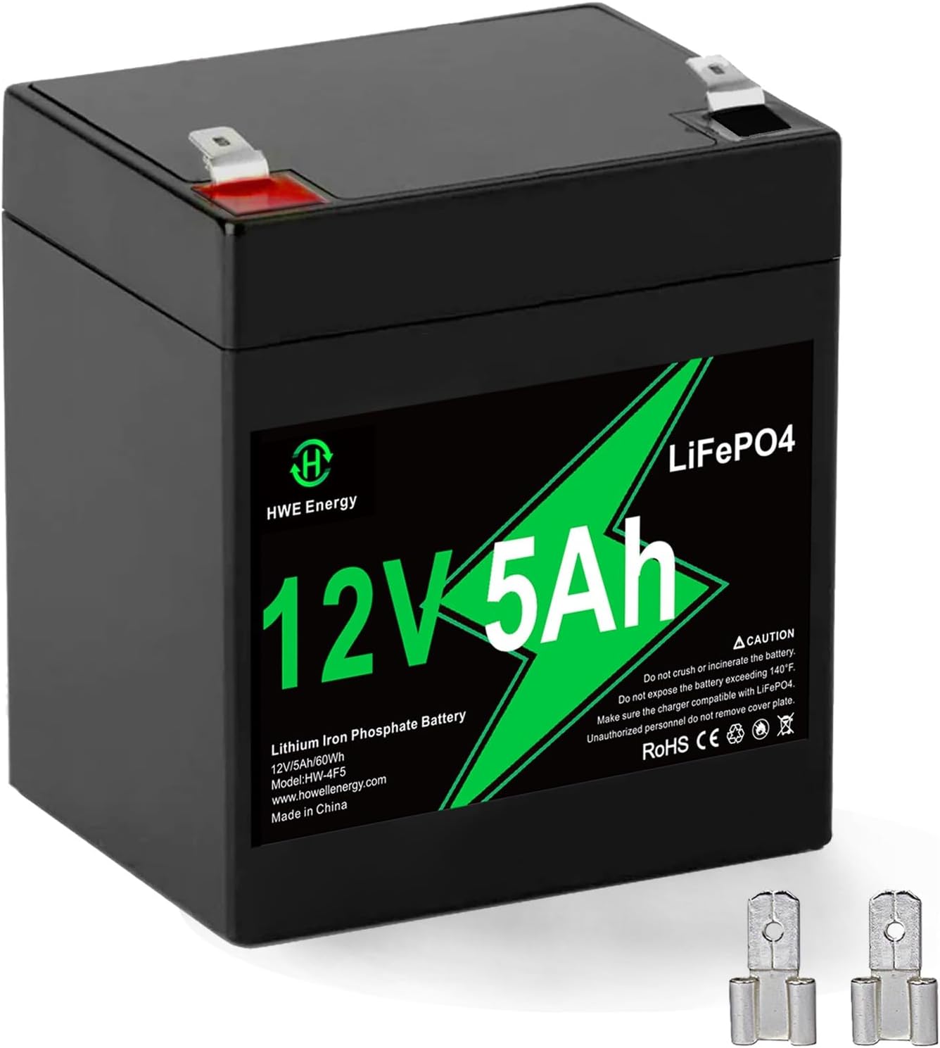 12V 5Ah Rechargeable Lithium Battery, 4000+ Deep Cycle LiFePO4 12 Volt 5 Amp Replacement Battery for Liftmaster 485LM 8500W/Chamberlain 41A6357-1 Garage Door Opener,DJW12-4.5,Home Alarm,F1 F2 Terminal