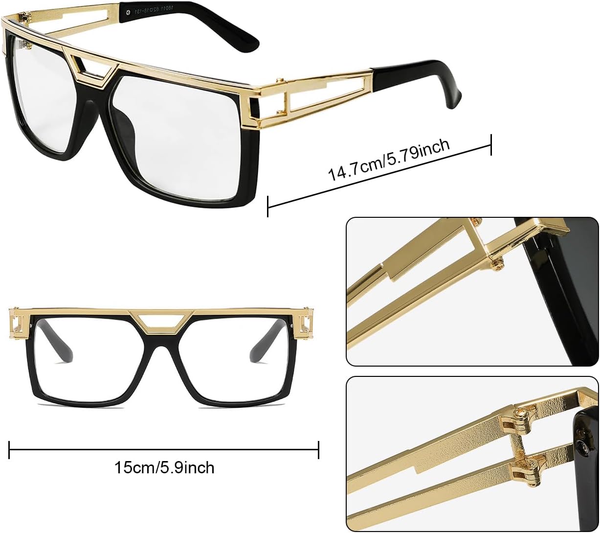 80s / 90s Hip Hop Outfits for Women, 90's Theme Costume Kit Rapper DJ Outfits Punk Gold Chain Bucket Hat Vintage Glasses Bamboo Hoop Earrings Money Ring Hip Hop Jewelry Set for Women/Men - Image 3