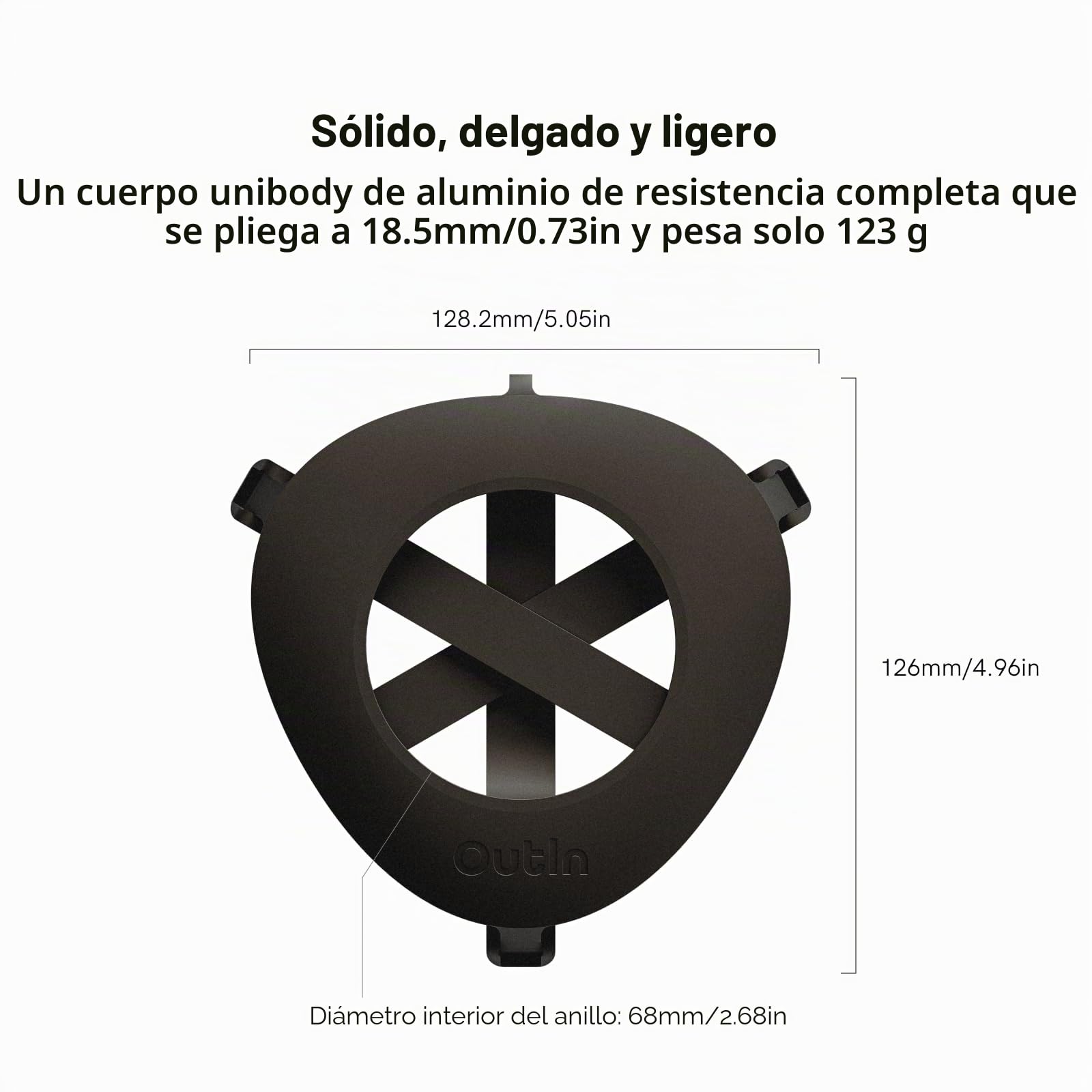 OutIn soporte de Café Plegable y Ultraportátil con Mosquetón, Soporte Estable para Máquina de Espresso, Diseño Monobloque de Aluminio, Compatible Mino y Nano