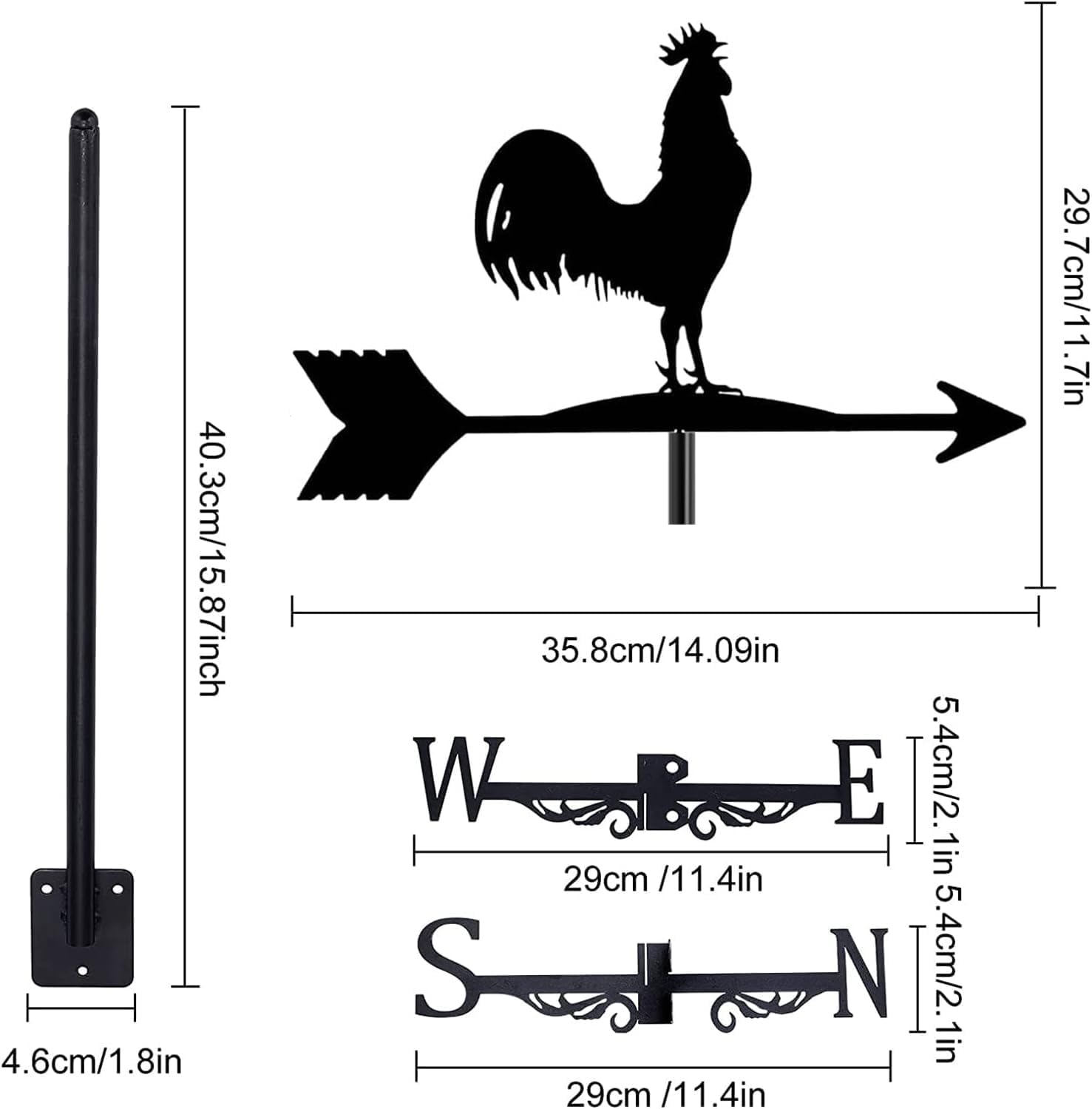 アイアンウェザーベーンガーデン ファームハウス 中庭 動物 鳥 ニワトリ 馬 オーナメント レトロ 風向 クラフト 方向指示器 測定