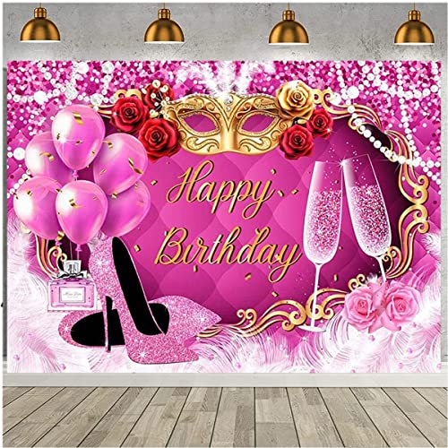 Fondo Fotográfico Fiesta Cumpleaños Rosa 7x5FT miniatura 1