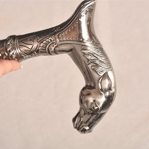 Miniatura 4 de Caballo de metal con mango en T de 36 pulgadas, accesorio para uso diario, drama, cosplay mágico, accesorio de escenario