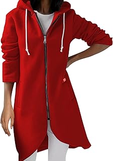 Sudadera Irregular Cremallera Larga Ropa de Calle Abrigo Mujer Manga con Capucha Causa Color Dobladillo Suéter Sólido Abrigo de Mujer