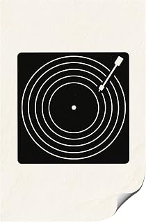 Jyxzrko Minimalist Vinyl Record Turntable Canvas Wall Art - Retro Music Lover Poster - Black and White Artwork Animal Poster Oil Painting Picture for Living Room or Music Room 12 x 18 inch