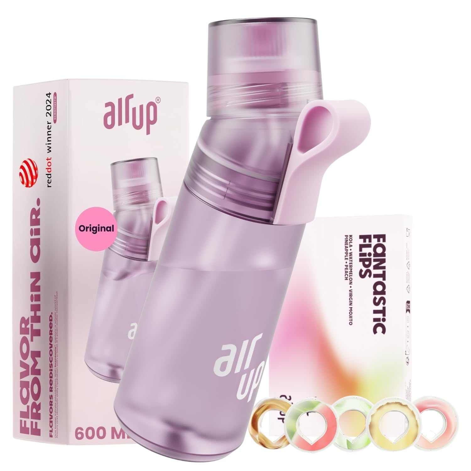 air up Trinkflasche Twist Pro Lavender (600 ml) für Schule, Sport, Gym | inkl. 5 zuckerfreien Duft-Pods & Strohhalm | Wasserflasche in Violett mit Geschmack