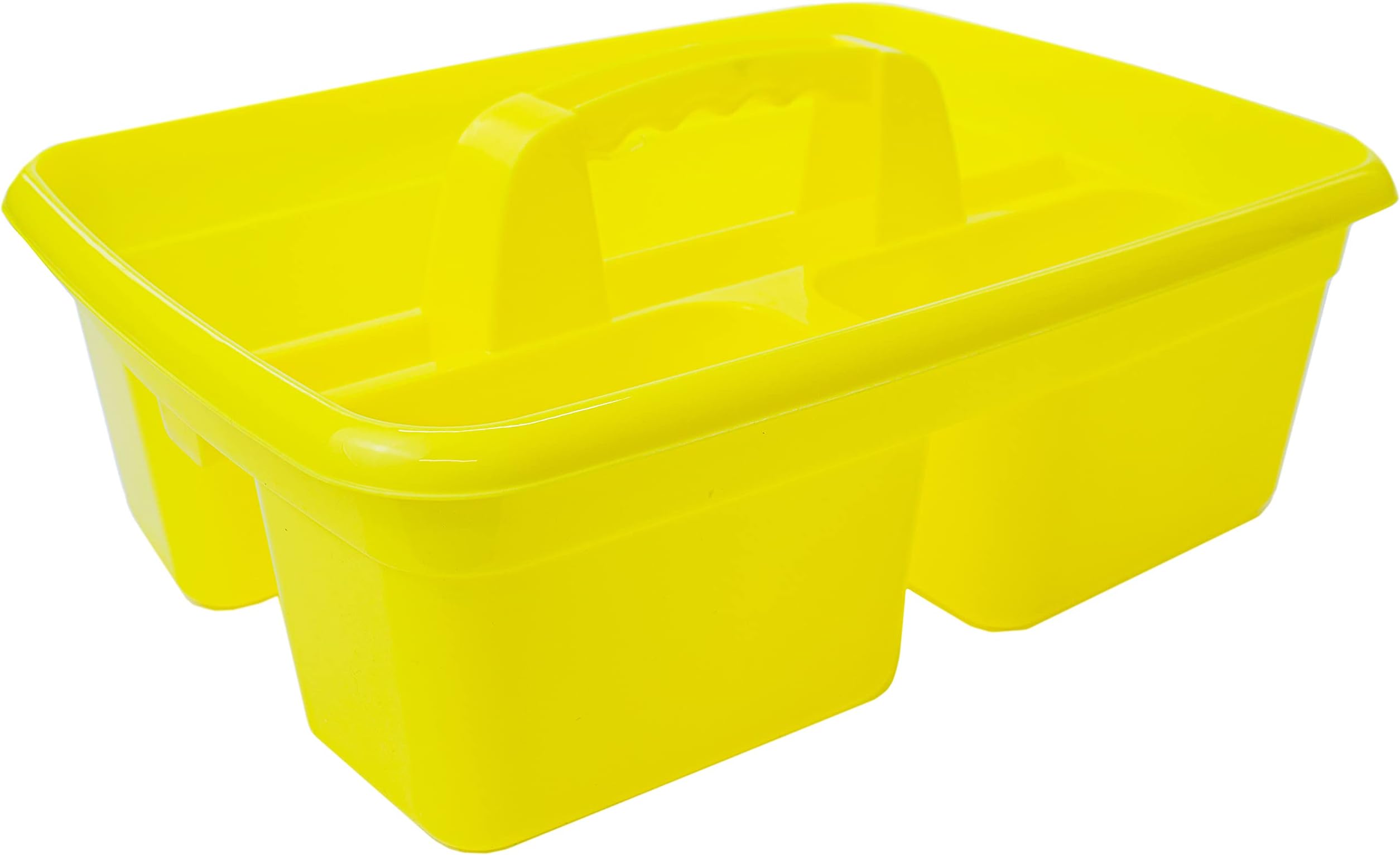 Cleaning Caddy with Handle, Yellow, Cleaning Products & Tools Storage Basket, Industrial Tote Caddy