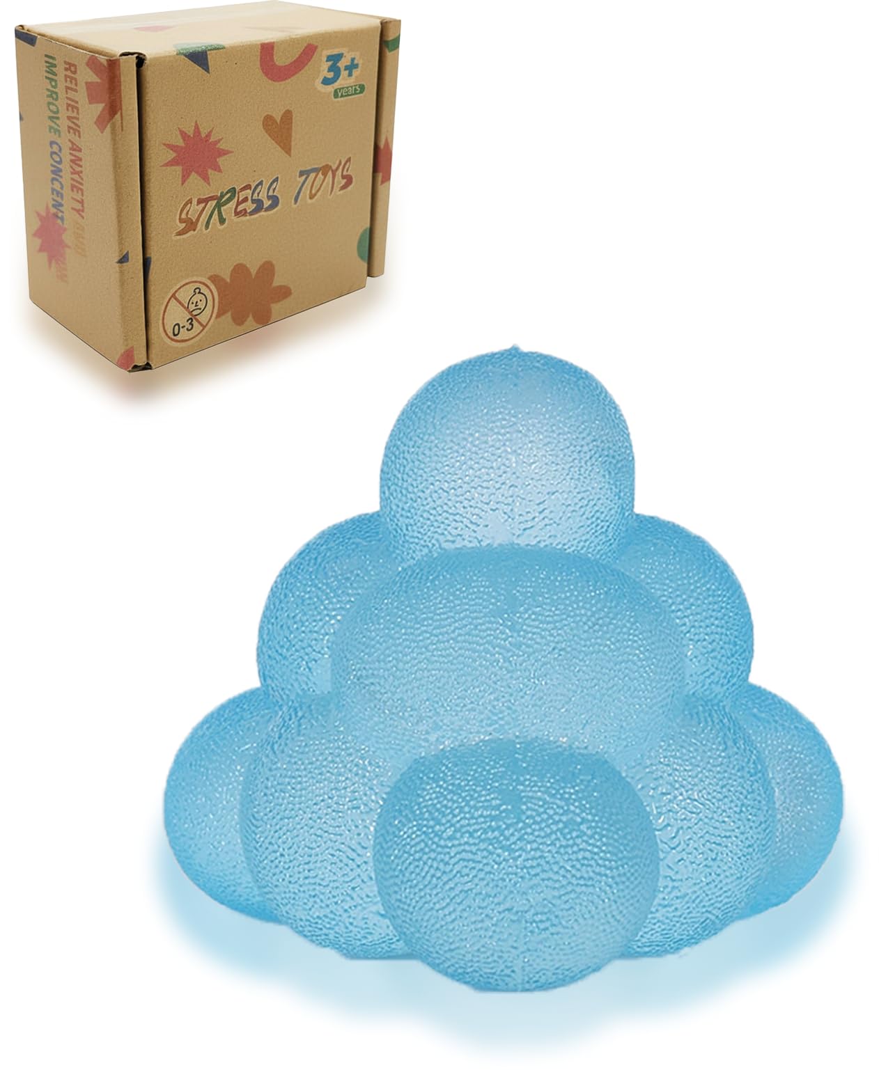Jiezipeasy Triangle Bubble Squishy Toy - Soft TPR Stress Relief Squeeze Ball - Sensory Fidget Toy for Kids & Adults - Portable Anxiety Relief & ADHD Support (Blue)