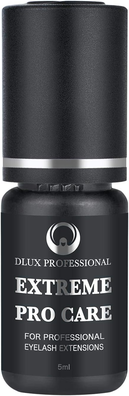 Dlux Professional- Extreme Pro Care Professional Luxury Semi-Permanent Eyelash Extension Black Glue 5ml, for Ultra Strong, Lash Extensions Adhesive, 2 Sec Time Retention, Up to 6 Weeks, Lash Supplies