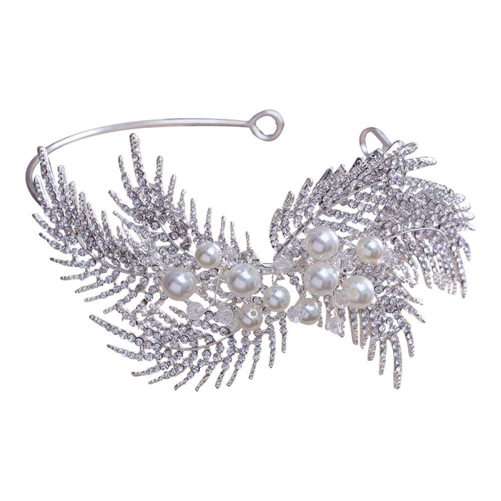Tiara, stop strasu, biżuteria na głowę, dla panny młodej, piękna srebrna, perłowa, dla kobiet, prosta, modna ozdoba na wesele, ozdoba do włosów, w stylu vintage, opaska na czoło na imprezę