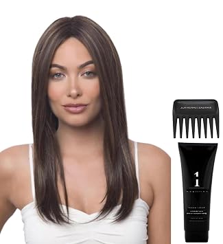 Bundle - 4 Items Harper Wig by Rene of Paris, Christys Wigs Q & A Booklet, Synthetic Shampoo & Wide Tooth Comb - Color CHOCOLATE FROST-R