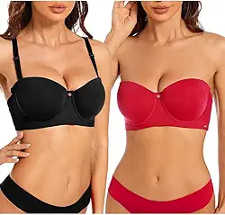 Sutiã feminino Balconette Push Up sem alças com aro Demi Smoothing Touch camiseta sutiã alças conversíveis 2 peças