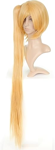 Miniatura 2 de Peluca rubia larga para disfraz de anime con cola de caballo, Rubio