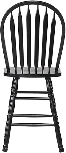 Miniatura 4 de Sunset Trading Selections Arrowback Taburete de bar de 24 pulgadas | Taburete de madera maciza negra envejecida | Juego de 2 asientos de isla de