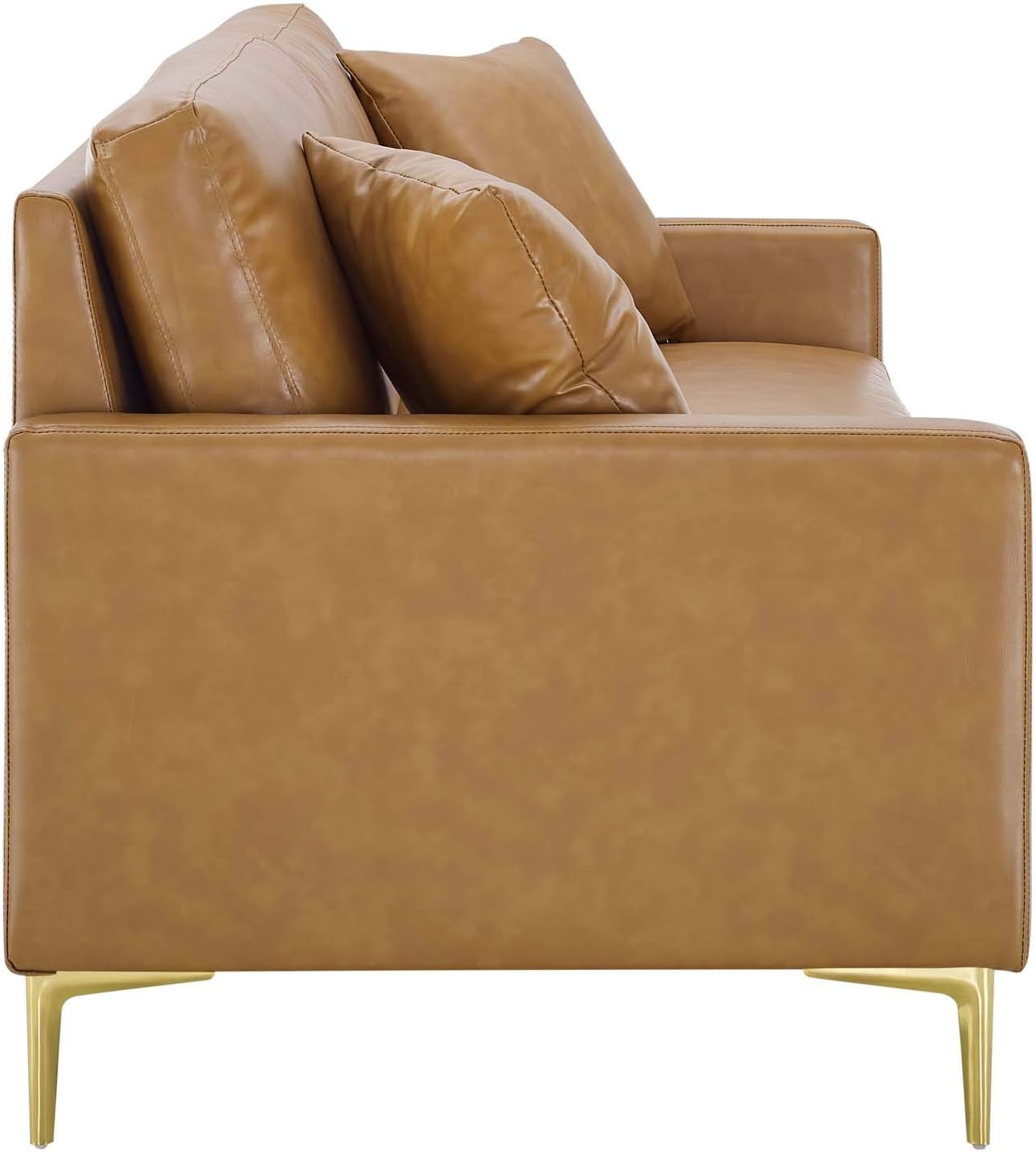 Modway Juliana Vegan Leather Upholstered Sofa in Tan