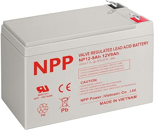 NPP Batería AGM SLA recargable de 12 V 9 Ah con terminales F2 para UPS APC, Razor E200 E200s E225 E300, sistema de respaldo Cyberpower, scooter