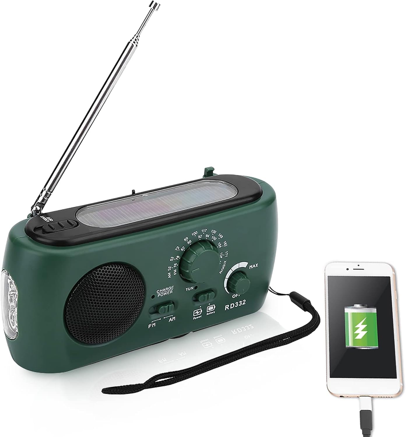 Elprico Radio a Pile Survie, Radio a Pile AM/FM avec Lampe de Poche LED Chargeur de Téléphone d'urgence pour la Maison et Le Camping en Plein Air, la Randonnée