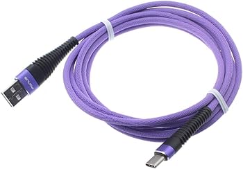 Amazon.com: Purple Braided 10ft Long Type-C USB Cable Wire Sync