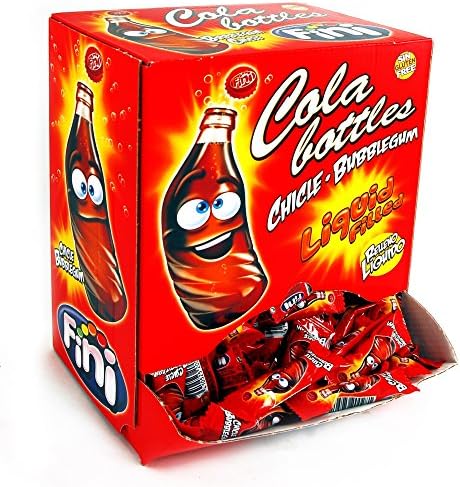 VIMIX Fini Cola Bottles Liquid Filled Bubblegum Individually wrapped Bubblegum & cola flavoured gum (200 Pieces ( Full Box )), Red