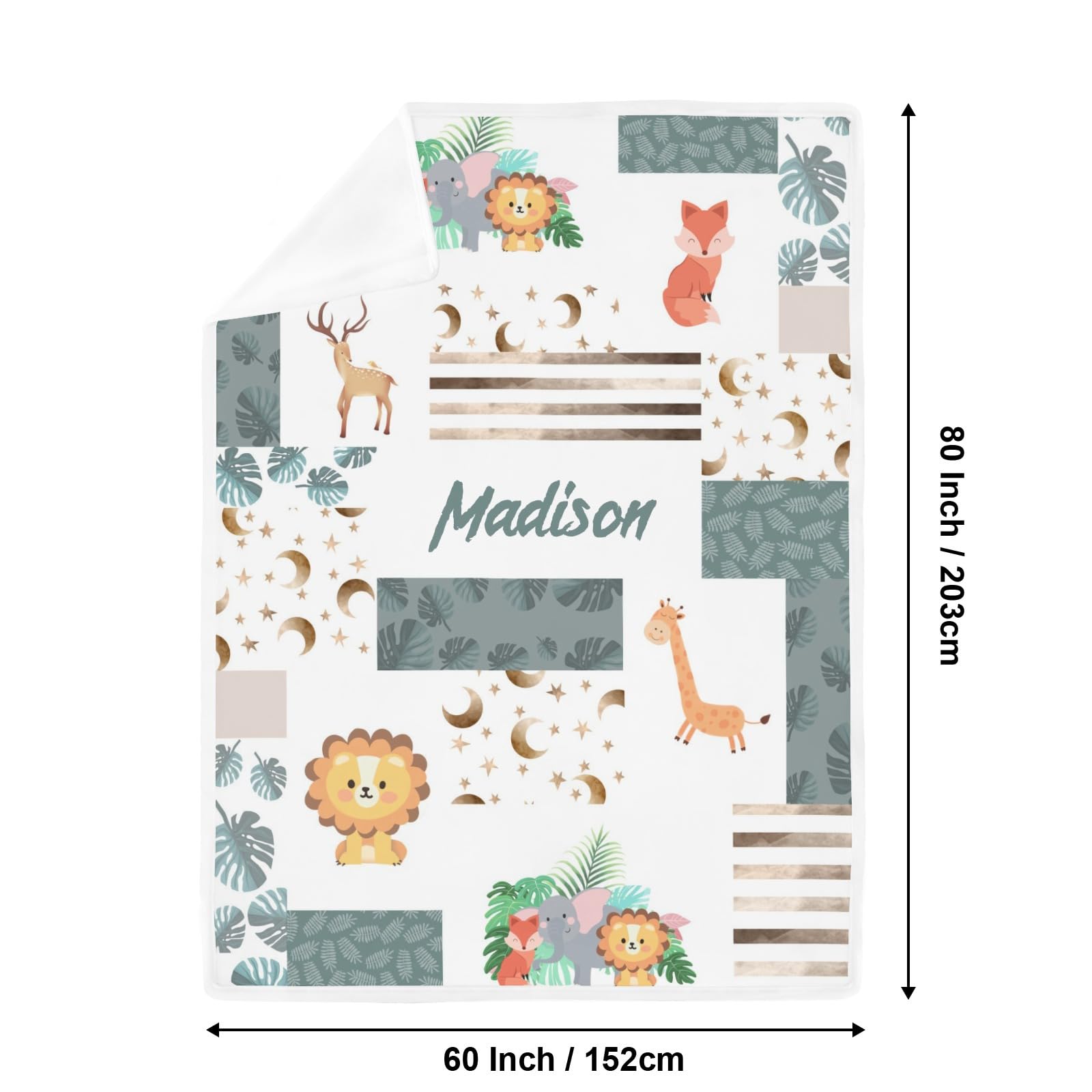 GoTussWO Custom Animals Lion Fox Elephant Jungle Weighted Blanket Cooling Laye, Keep Cooling All Night,30x40Inch