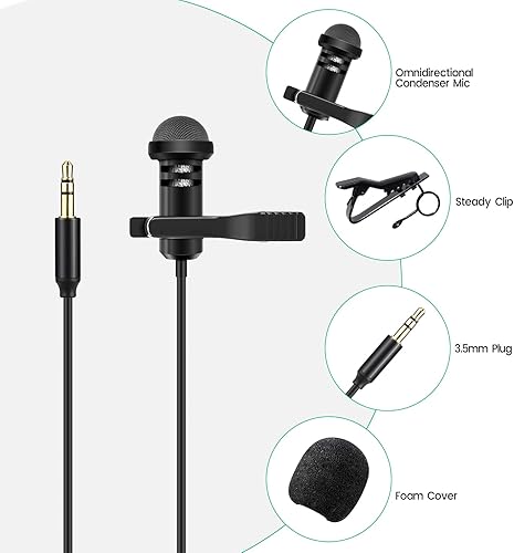 Miniatura 6 de Paquete de 2 micrófonos Lavalier compatibles con DJI Mic 2 y Rode Wireless ProWireless GO 2  II transmisores - Omnidireccional Lav Lapel Wearable