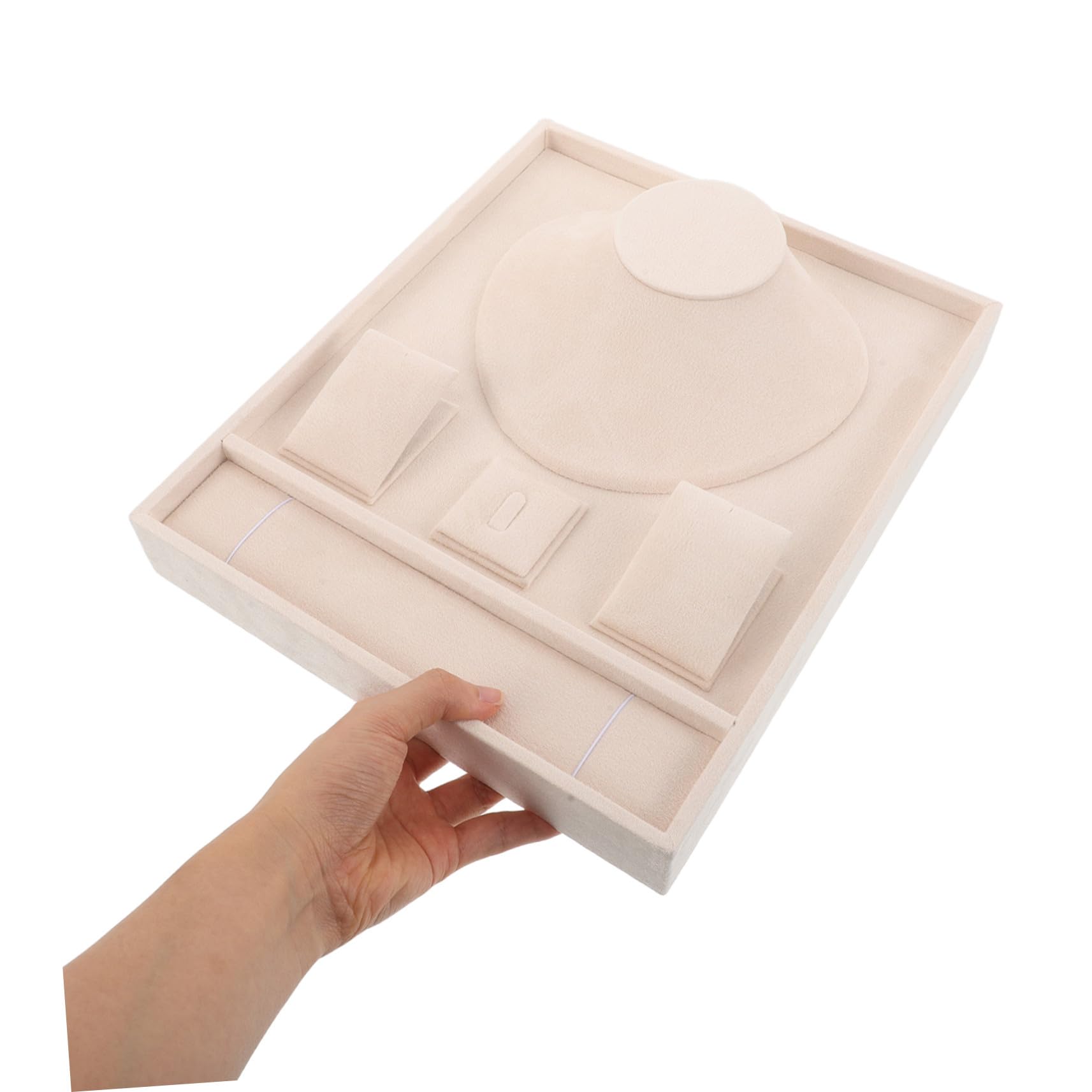 GALPADA Vassoio Portagioielli 5 Cm Bianco in Velluto 30, 2x25x6 | Anelli e Collane, Design Multiuso, Adatto a Matrimoni e Feste, Struttura Impilabile