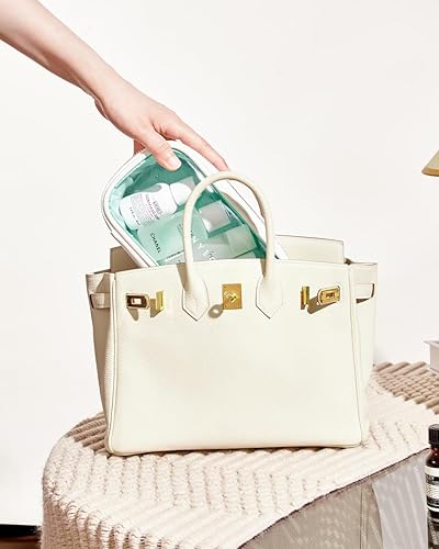 Miniatura 4 de Rownyeon - Estuche de maquillaje transparente, 3 piezas, juego de bolsas de cosméticos transparentes, estuche de viaje para maquillaje, organizador