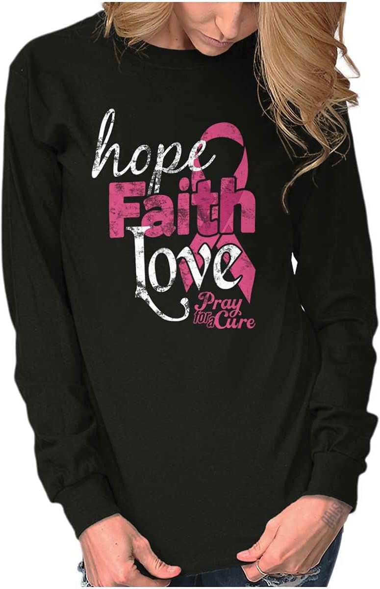 Hope Faith Love Breast Cancer Support Women's Long Sleeve T Shirt