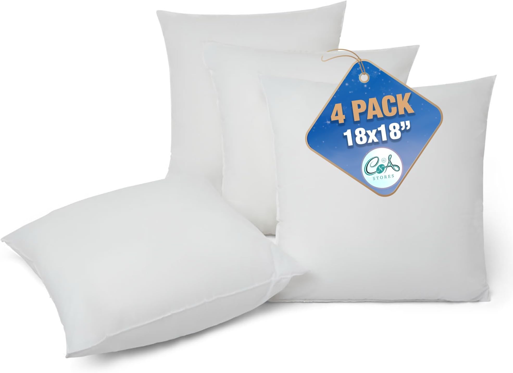 OVER FILLED Cushion Inserts 18x18 inches Inner Pads Bounce Back Hollowfibre Scatters Cushion inserts 45cm x 45cm Pack of 4