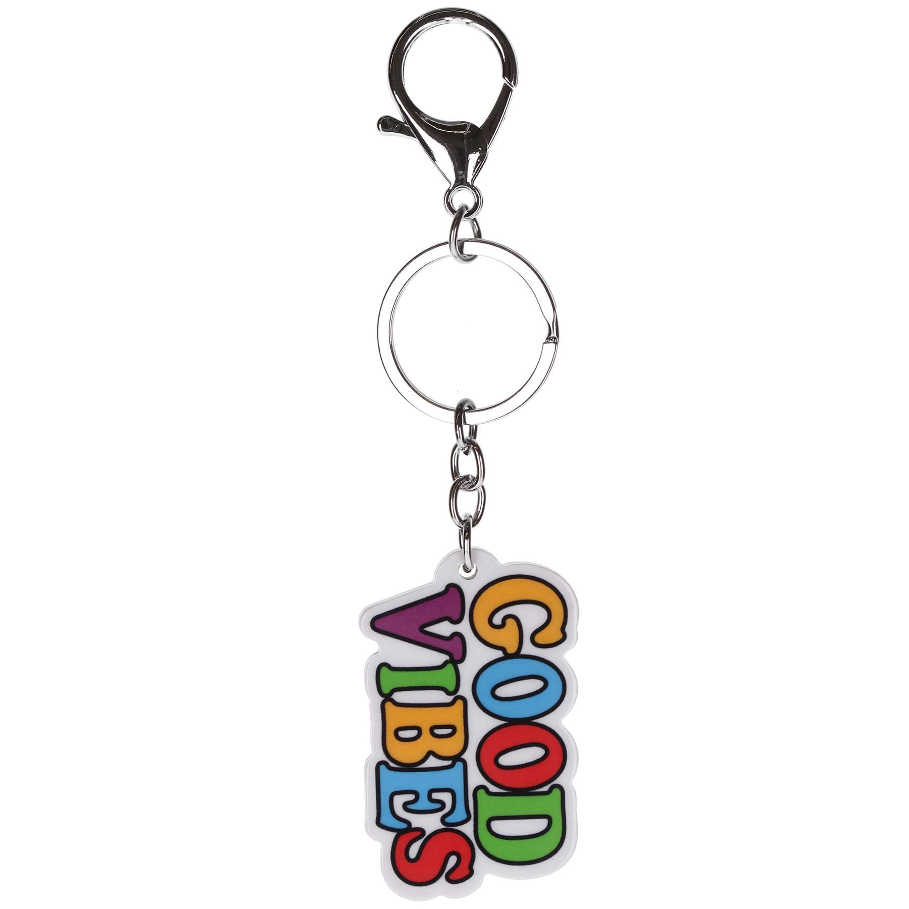 Stands Out, Supplying Outstanding Gifts Good Vibes Multicoloured Rainbow Letters Quote Novelty Keyring Bag Tag Charm