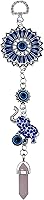 Vista 15 de LUCKBOOSTIUM Colgante colgante de elefante con cristal de piedra negra y mandala, signo de buena suerte y bendición, artículos decorativos