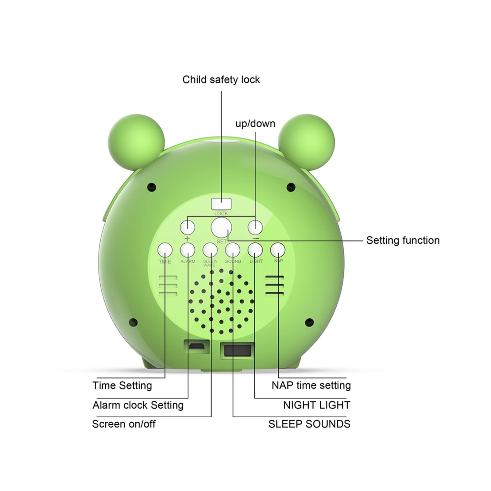 Światło budzenia dla dzieci Digital Frog Kids Budzik Wake Up Light, Night Light Wykrywanie temperatury dzieci śpią Trener snu dla dzieci