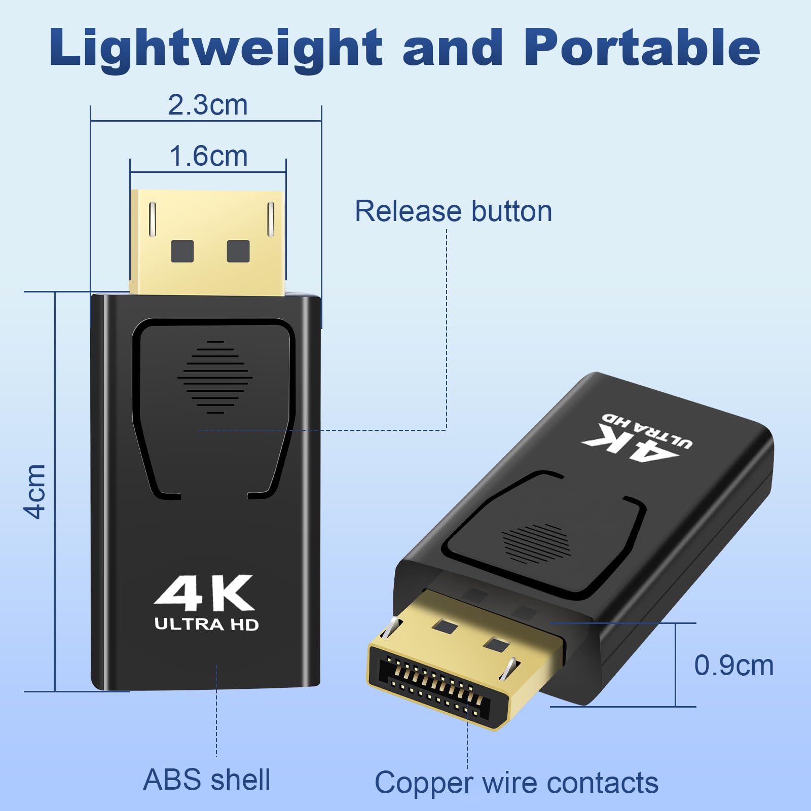 Adattatore DisplayPort a HDMI 4K, Vemfay 2 Pezzi Convertitore DP Maschio a HDMI Femmina