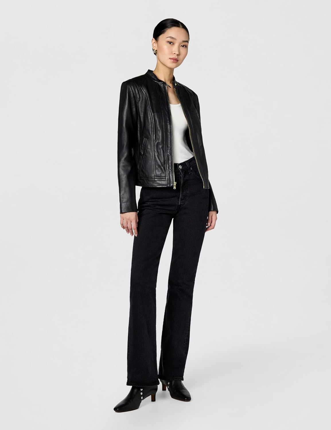 Cole Haan Women's Zip Front Fully Lined Leather Coat - Image 6