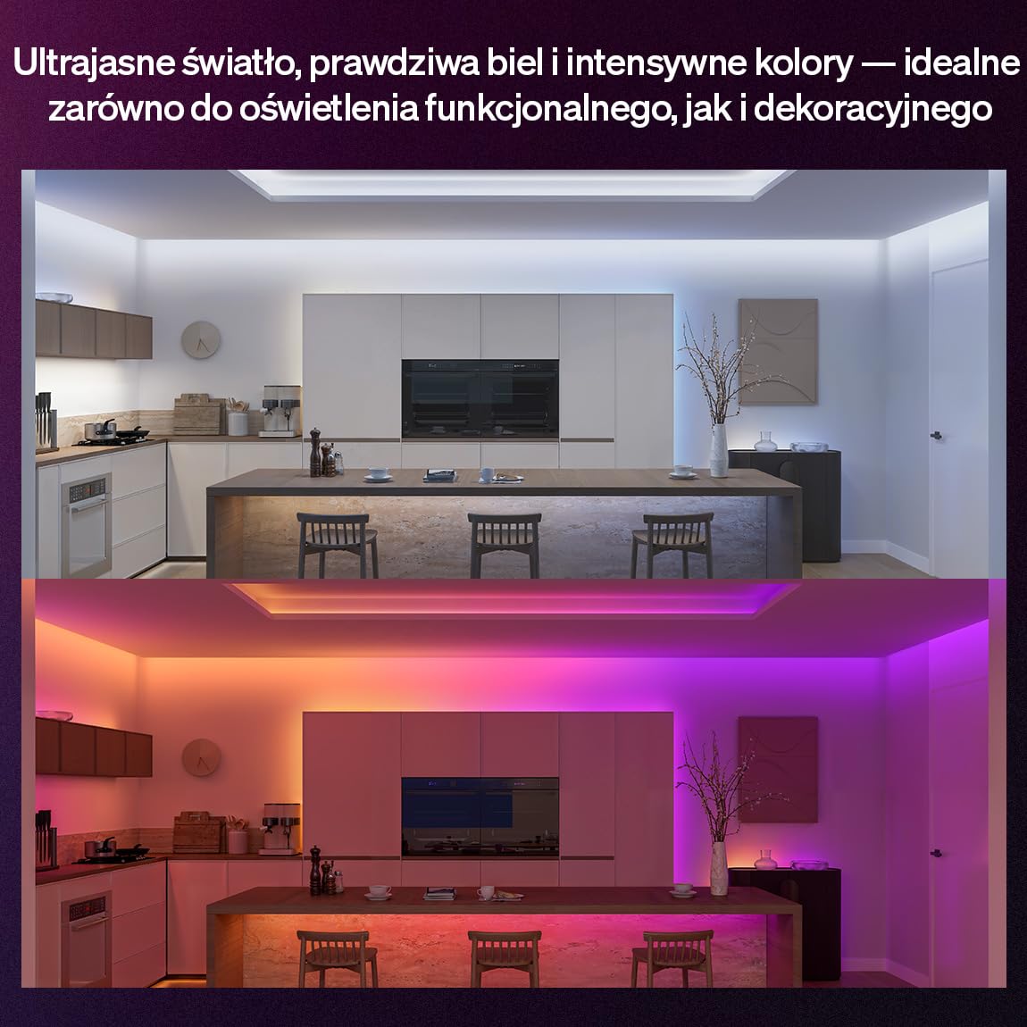 Philips Hue Flux ultra-bright 5 m LED, 4800 lm, żywe kolory i atmosfera, Chromasync™, przycinanie i przedłużanie, sterowanie aplikacją i głosem, do wnętrz i na zewnątrz