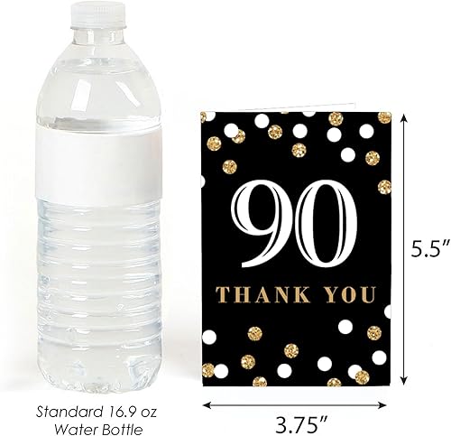 Miniatura 3 de Big Dot of Happiness Tarjetas de agradecimiento para adultos de 90 cumpleaños  dorado  8 unidades