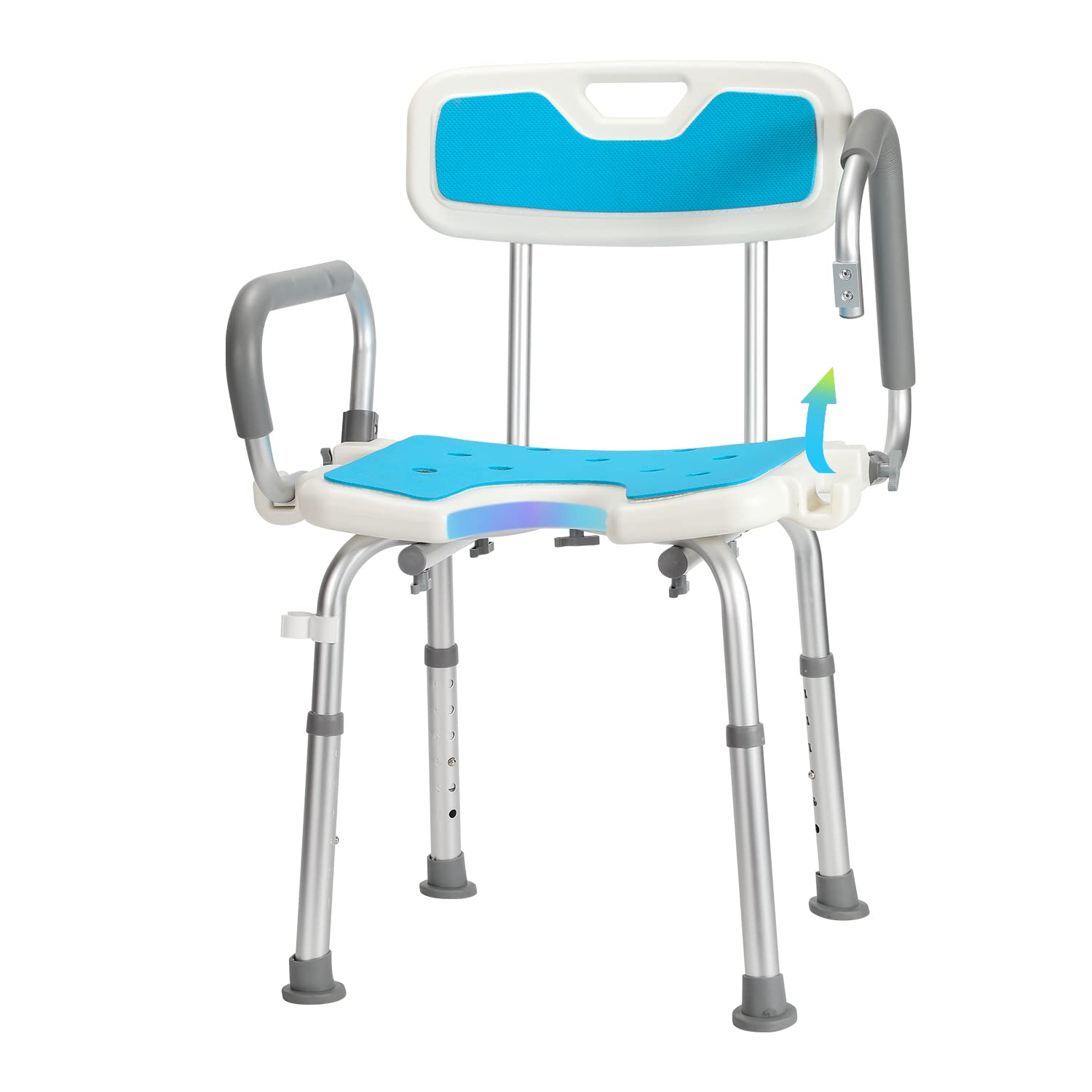 Taboret prysznicowy 36-51 cm, z regulacją wysokości, stabilny pomocnik prysznicowy, antypoślizgowa deska prysznicowa z podłokietnikami, siedzisko łazienkowe dla seniorów, kobiet w ciąży, osób