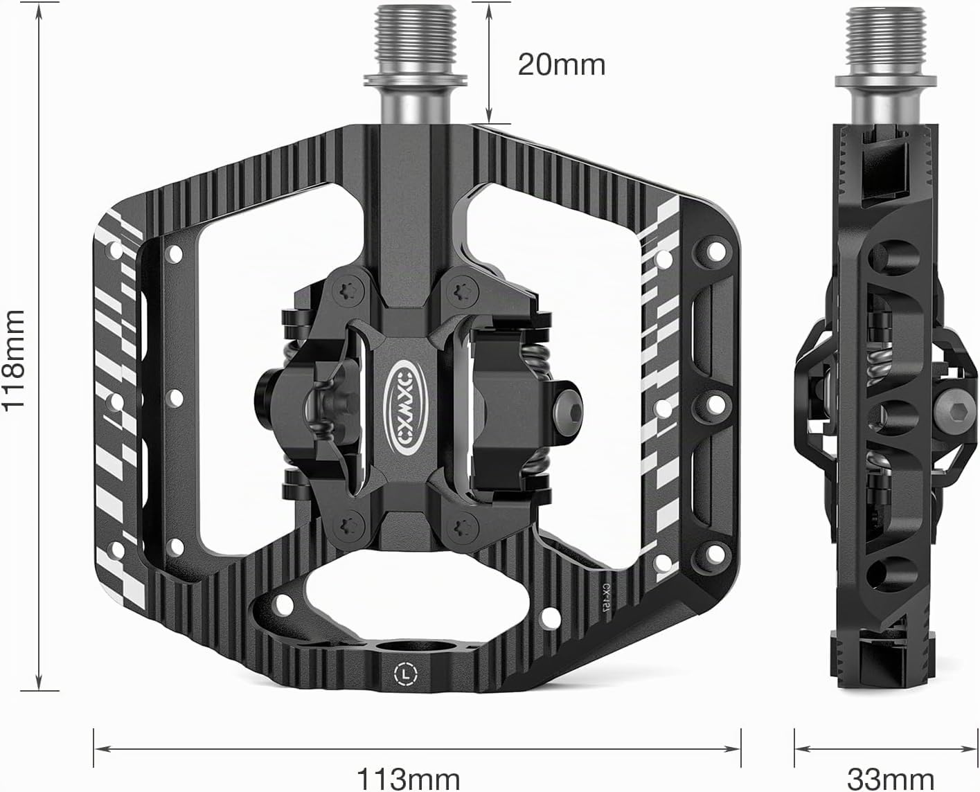 CXWXC Pédales de vélo, cliquables et Plates, avec 3 roulements, en Aluminium, 9/16", pour vélo de Route, VTT, vélo de Ville