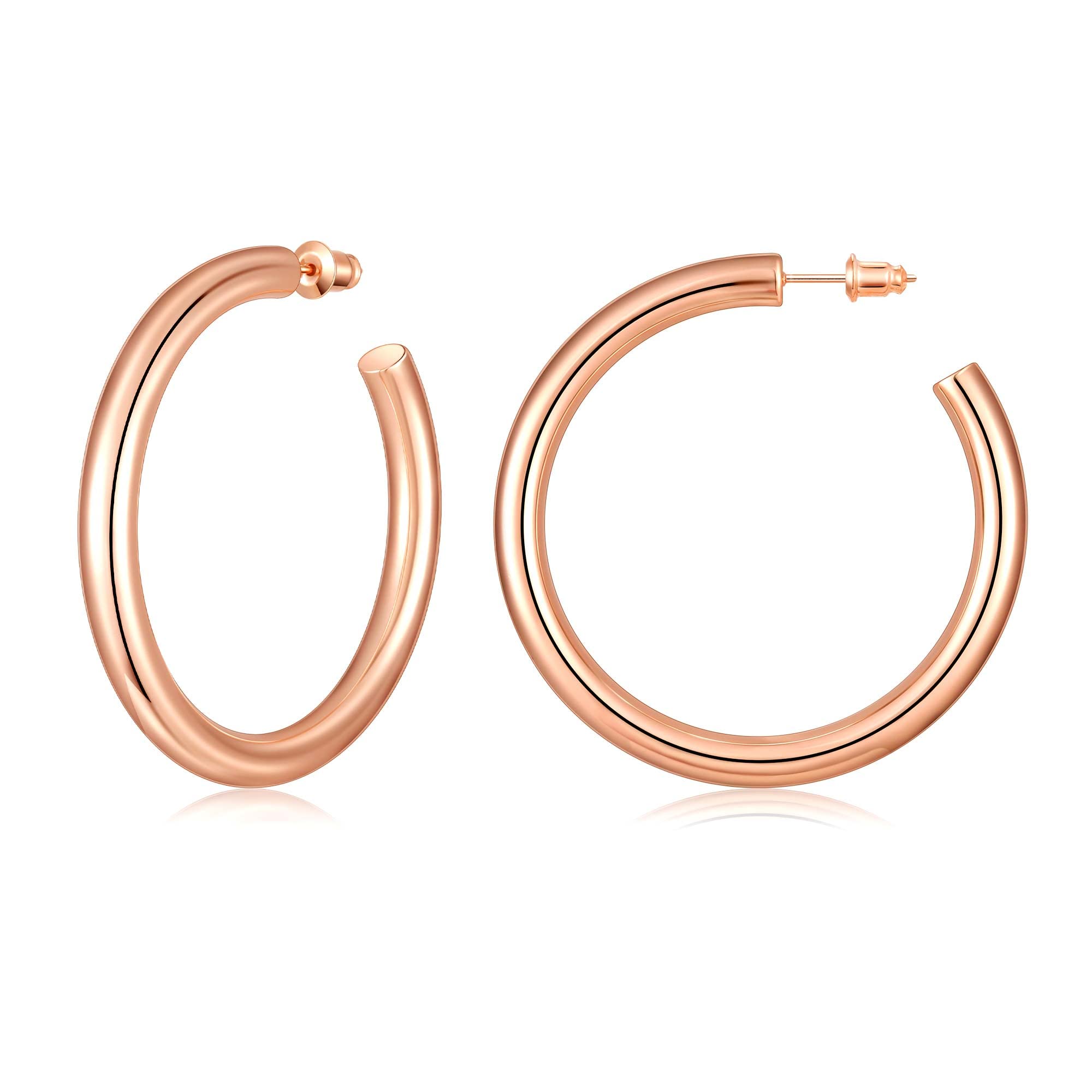Gacimy 14K Gold Plated Chunky Open Hoop Earrings for Women