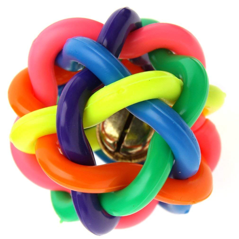 THE DDS STORE Dog Toy, Dog Chew Knot Ball Rainbow Colorful Rubber Cord Woven Toy with Jingle Bell Inside, Dog Cat Training Playing Chewing Smarter Interactive IQ Toys Gift for Pets (B07FQVF1JC) Amazon Price History, Amazon Price Tracker