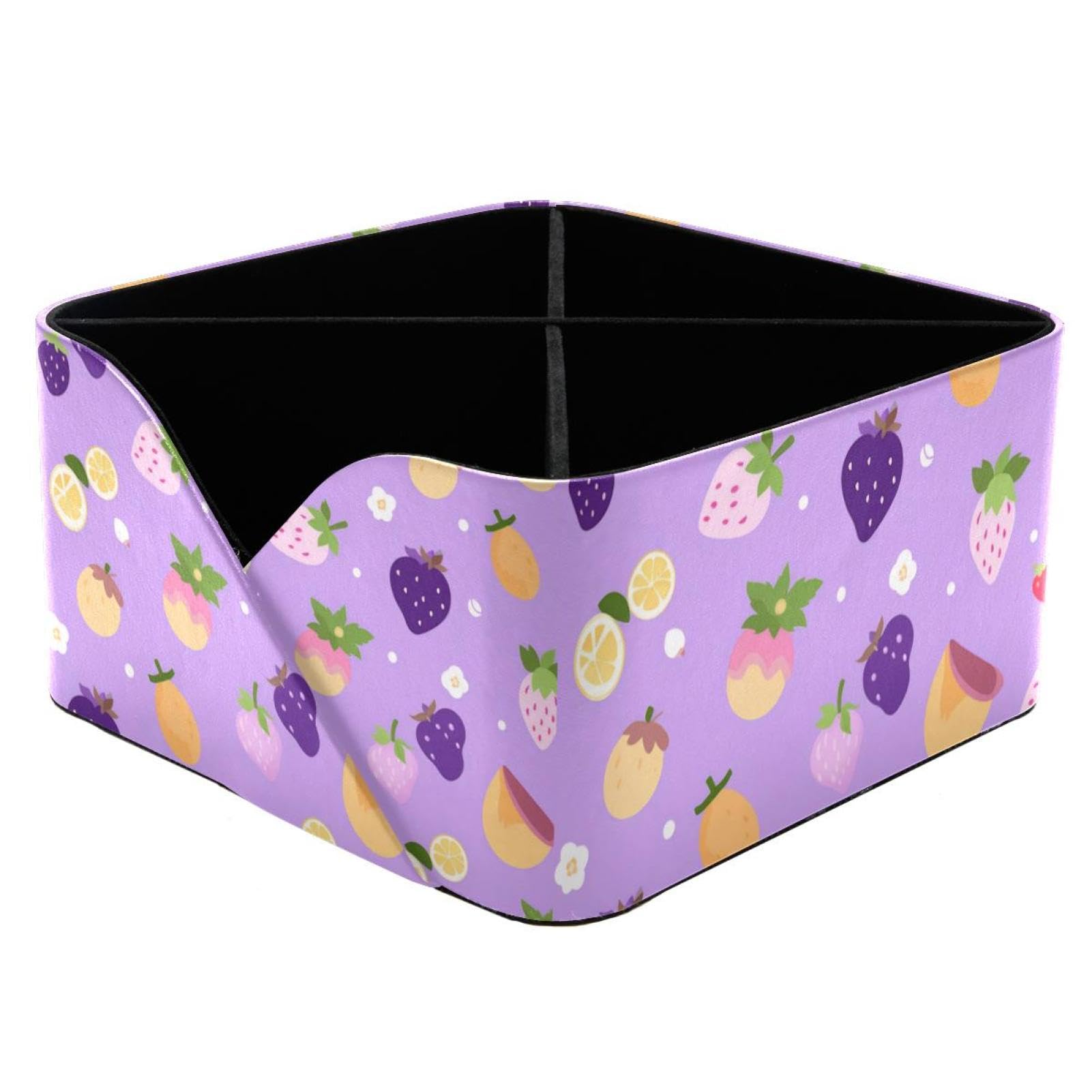 Organiseur durable violet à motif fruits pour sublimer le rangement du salon et de la chambre