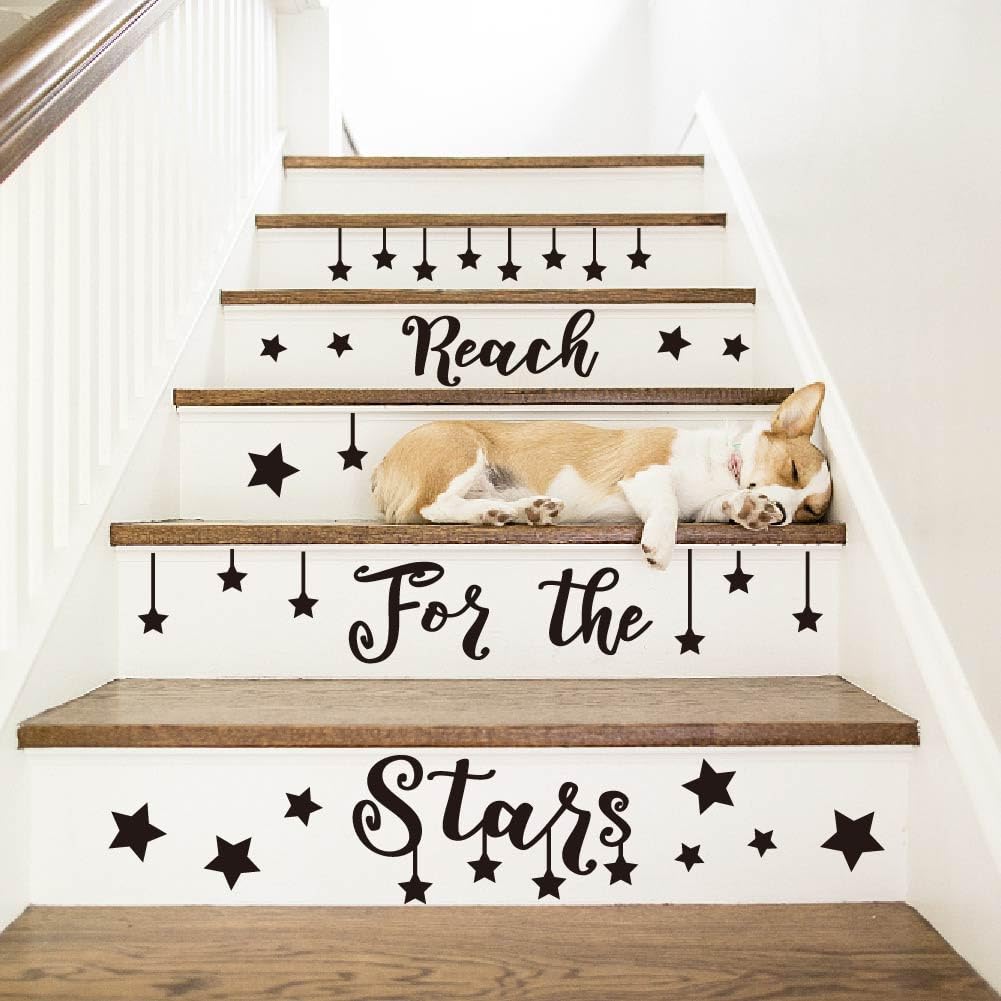 SUPERDANT Reach for The Stars Quote Wall Stickers Vinyl Wall Art Decal Inspirational Quote Teen Decor Sticker for Home School Office Kids Room Bedroom Nursery Decor